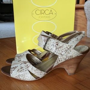 Circa Joan & David cream snakeskin sandal
